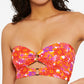 Hula Honey Women's Bold Bouquet Cutout Bikini Swim Top Orange