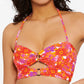 Hula Honey Women's Bold Bouquet Cutout Bikini Swim Top Orange