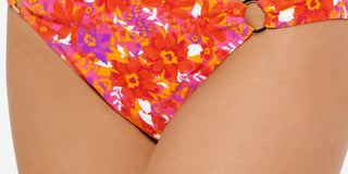 Hula Honey Junior's Bold Bouquet Printed Ring Bikini Orange Size Small