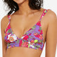 Hula Honey Women's Junior's Multi Impressionist Bloom Bikini Swim Top Purple Size Medium