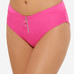 Hula Honey Women's Stretch V Front Waistline Lined Zippered Full Coverage High Waisted Swimsuit Bottom Pink