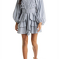 Vici Collection Ruffle Dress - White/Navy, Size Small
