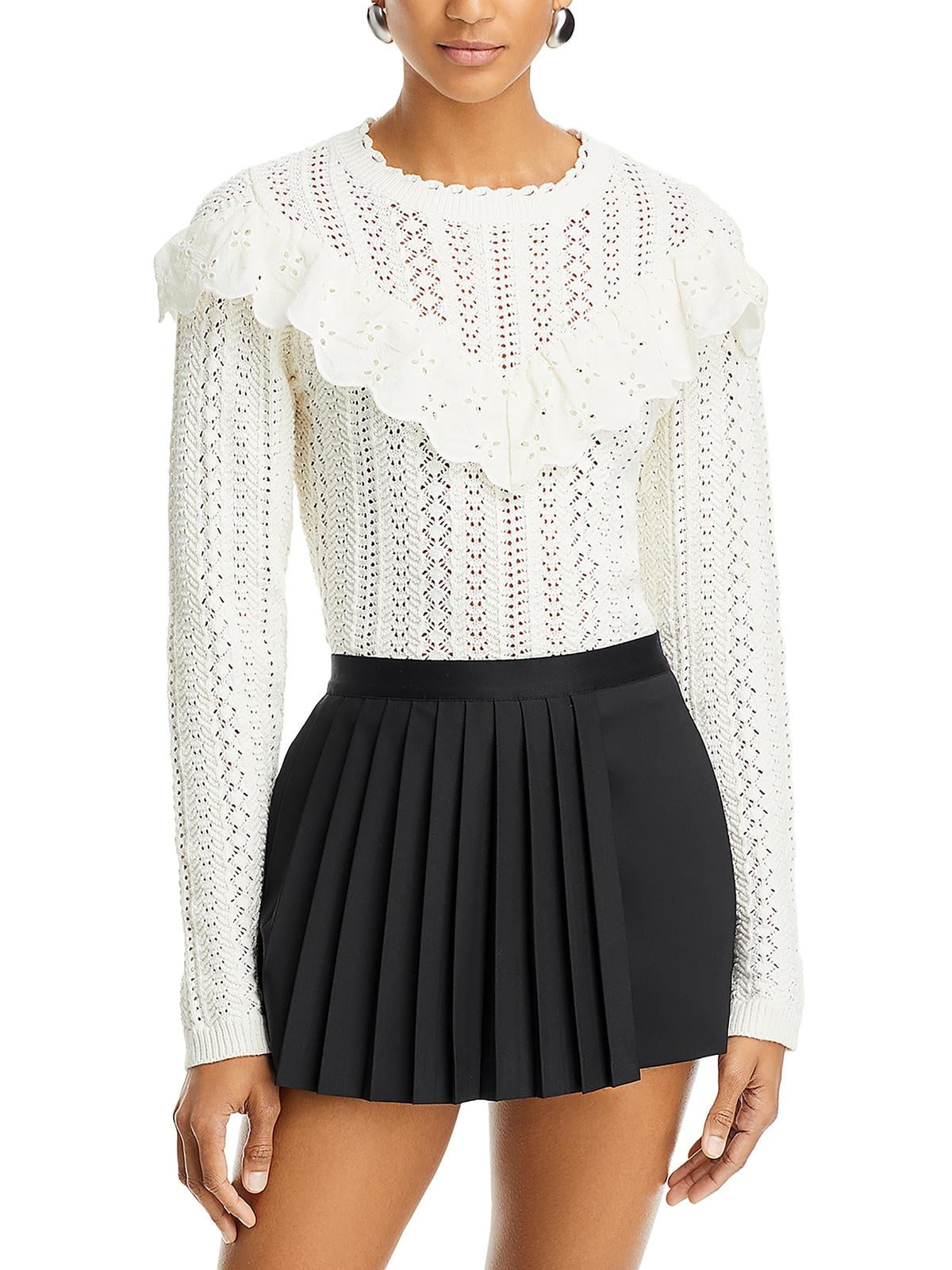 Lost and Wander Irina Scalloped Pointelle Cardigan White