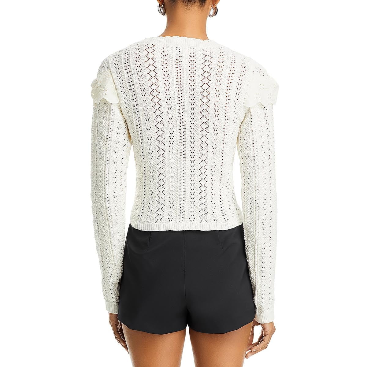 Lost and Wander Irina Scalloped Pointelle Cardigan White