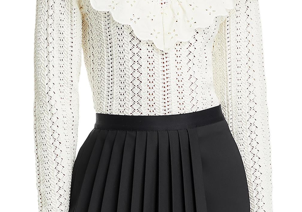 Lost and Wander Irina Scalloped Pointelle Cardigan White