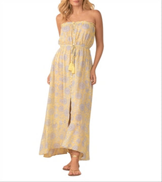 Elan Women's Strapless Maxi Dress Yellow Size Small