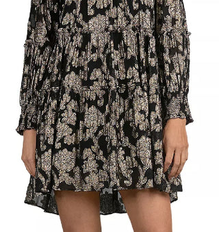 Elan Women's Mock Neck Tiered Dress Black Size Small