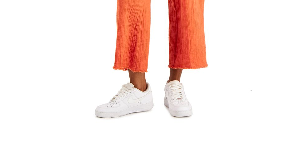 Indigo Rein Women's Junior's Cotton Gauze Wide Leg Crop Drawstring Pants Orange Size M