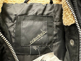 Collection B Women's Junior's Faux Fur Trim Hooded Anorak Coat Black Size X-Large