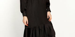 Belldini Women's Pleated Ruffle Midi Dress Black Size Small