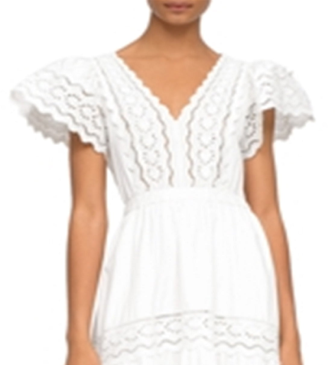 Sea Women's Georgina Eyelet V Neck Dress White Size 2