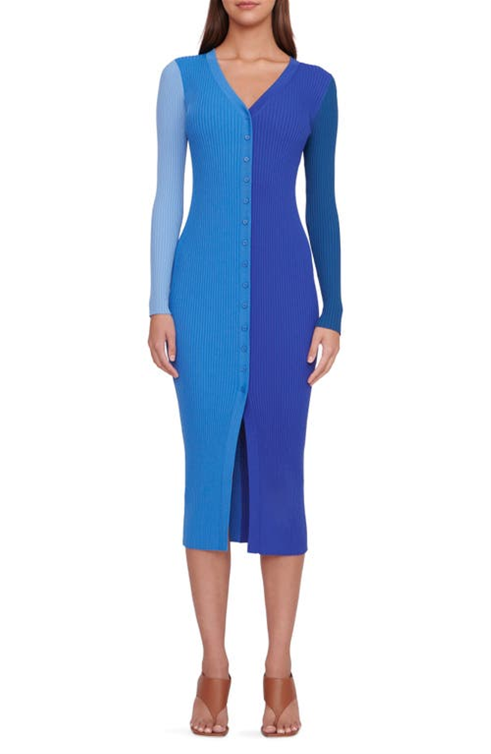 Staud Women's Shoko Colorblock Sweater Blue Size L
