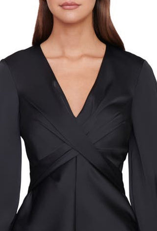 Staud Women's Madison Cross Front Blouse Black Size 10