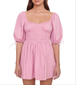 Staud Women's Faye Puff Sleeve Mini Dress Pink Size Small