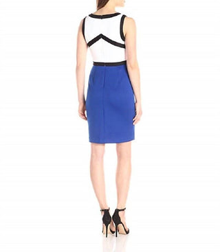 Calvin Klein - Sleeveless Fitted Sheath Neoprene Colorblock Scuba Dress