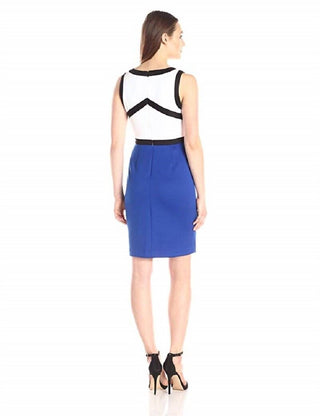 Calvin Klein - Sleeveless Fitted Sheath Neoprene Colorblock Scuba Dress