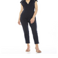 ALEXIA ADMOR Women's Large Blue Niamah Military Neck Jumpsuit