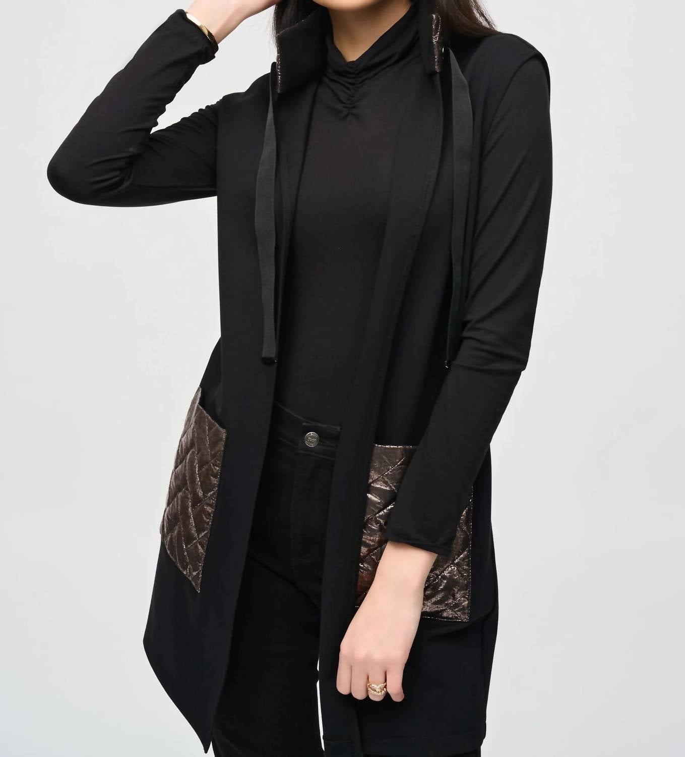 Joseph Ribkoff - Heavy Knit And Metallic Quilting Vest