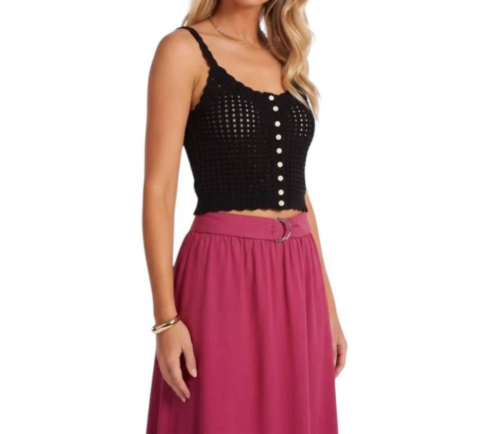 Bishop + Young - Keena Open Crochet Sweater Tank Top