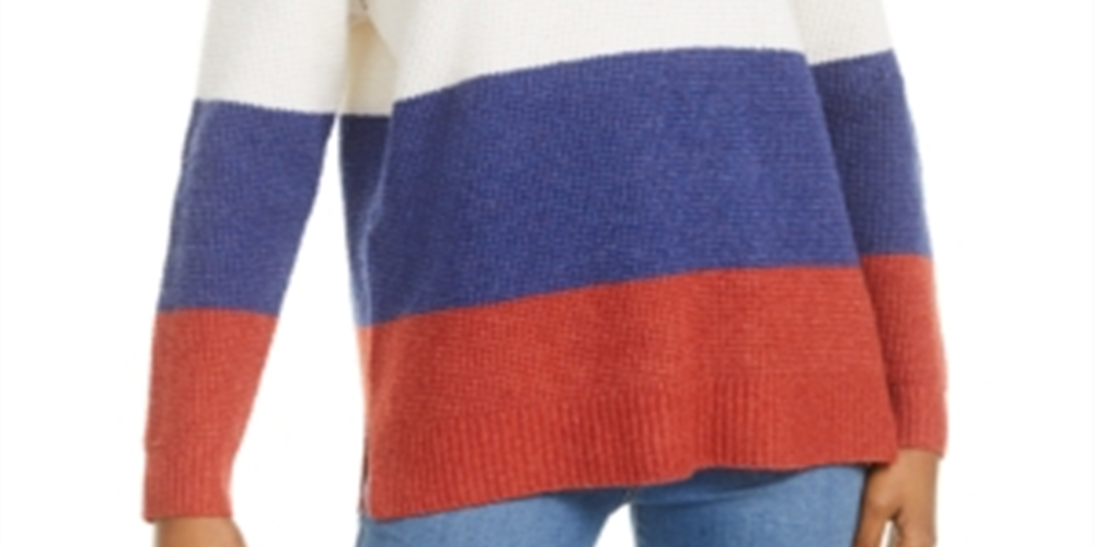 Hippie Rose Junior's Colorblocked Thermal Knit Sweater Yellow Size X-Large