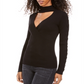 Hippie Rose Junior's Mock Neck Cutout Sweater Black Size X-Small