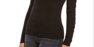 Hippie Rose Junior's Mock Neck Cutout Sweater Black Size X-Small