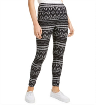 Hippie Rose Junior's Printed High Waist Leggings Black Size Medium