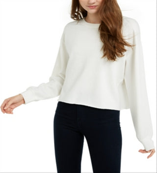 Hippie Rose Junior's Raw Hem Sweatshirt White Size X-Small