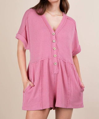 Very J - Two Tone Ribbed Knit Comfy Casual Romper