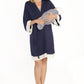 Angel Maternity Nursing Dress, Robe & Baby Blanket Set in Navy Stripes , Size X-Small Blue