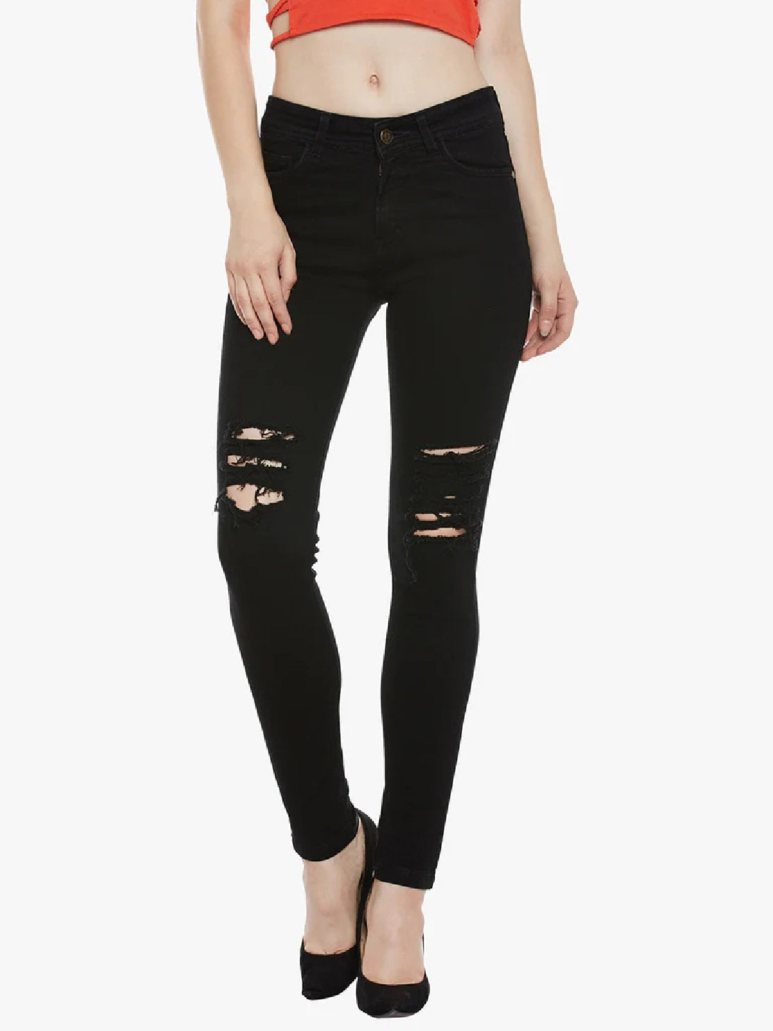 Indigo Rein Junior's Ripped Skinny Jeans Black Size 11