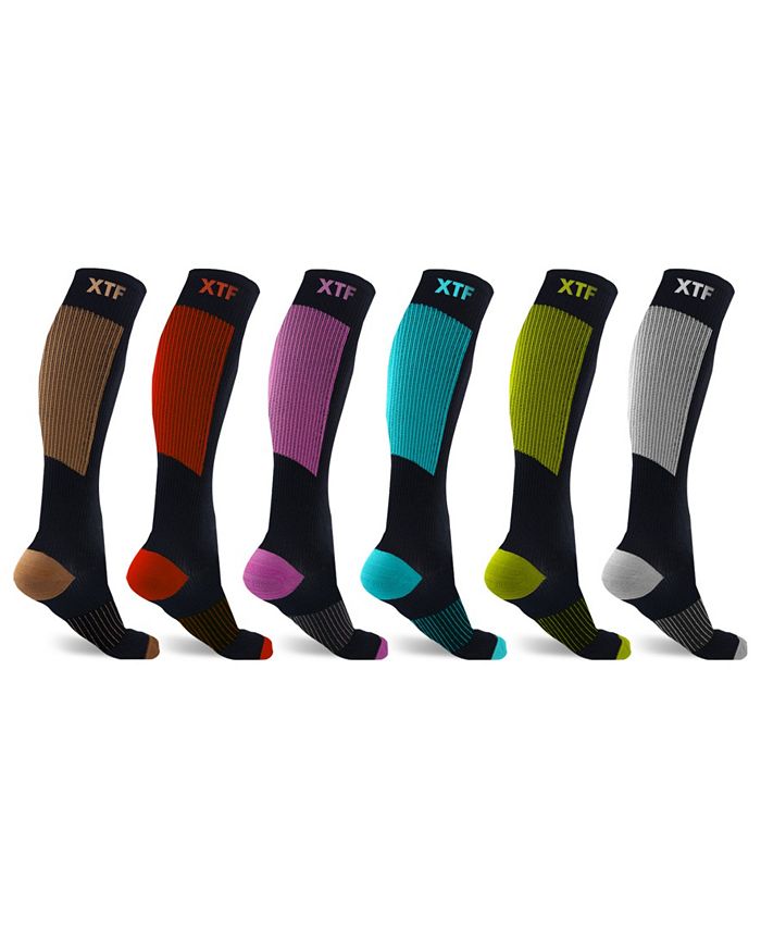 Extreme Fit Men's 6 Pair Copper Compression Socks Brown Size Small