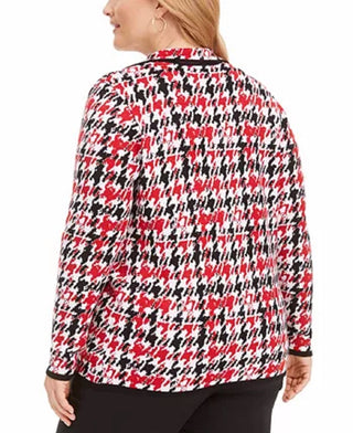 Belldini Women's Houndstooth Print Point Collar Cardigan Red Size XX-Large