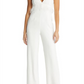 Saylor Krysta Small White Satin Jumpsuit with Faux Feathers