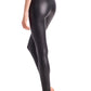 Women's Jet Black High-Waist Faux-Leather Leggings Size M