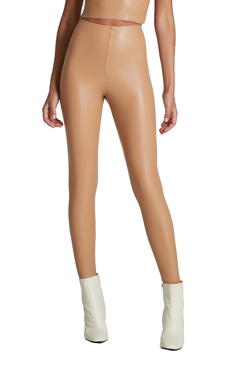 Women's Jet Black High-Waist Faux-Leather Leggings Size M