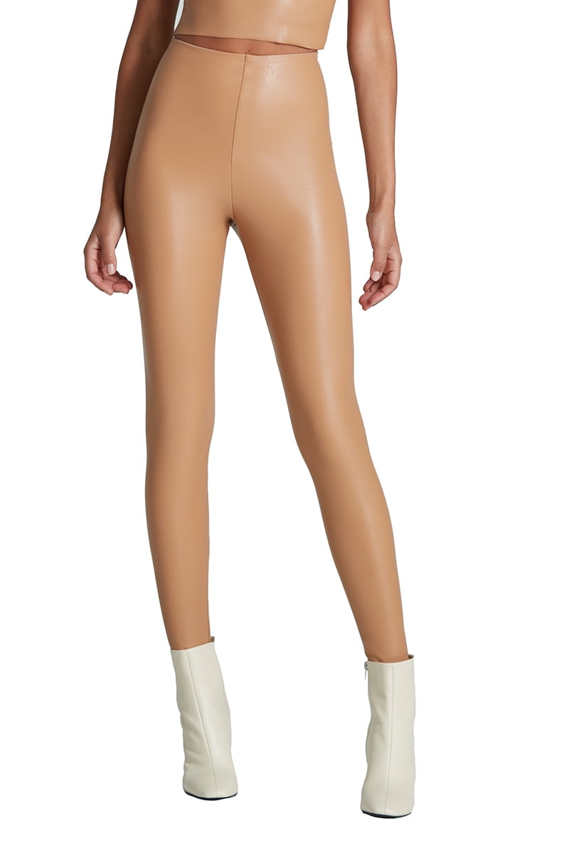 Women's Jet Black High-Waist Faux-Leather Leggings Size M