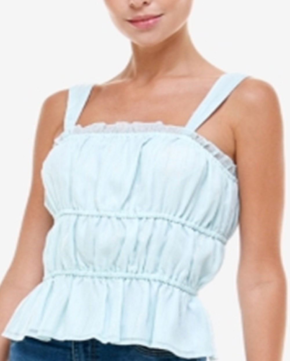 Q & A Women's Smocked Metallic Cami Top Blue Size X-Large