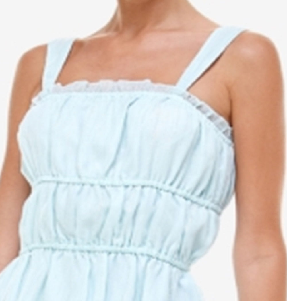 Q & A Women's Smocked Metallic Cami Top Blue Size X-Large