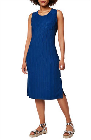 Leota Hilary Dress Varigated Rib Knit Gala Blue Size Small