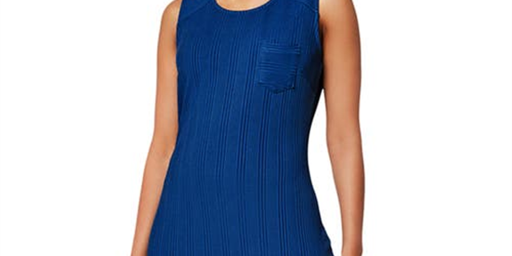 Leota Hilary Dress Varigated Rib Knit Gala Blue Size Small