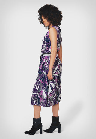 Leota Women's Sleeveless Mindy Dress in Retro Floral Purple