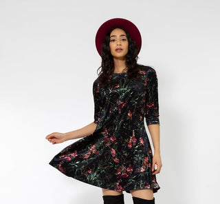 Leota Women's 3/4 Sleeve Melanie Velvet Dress Black