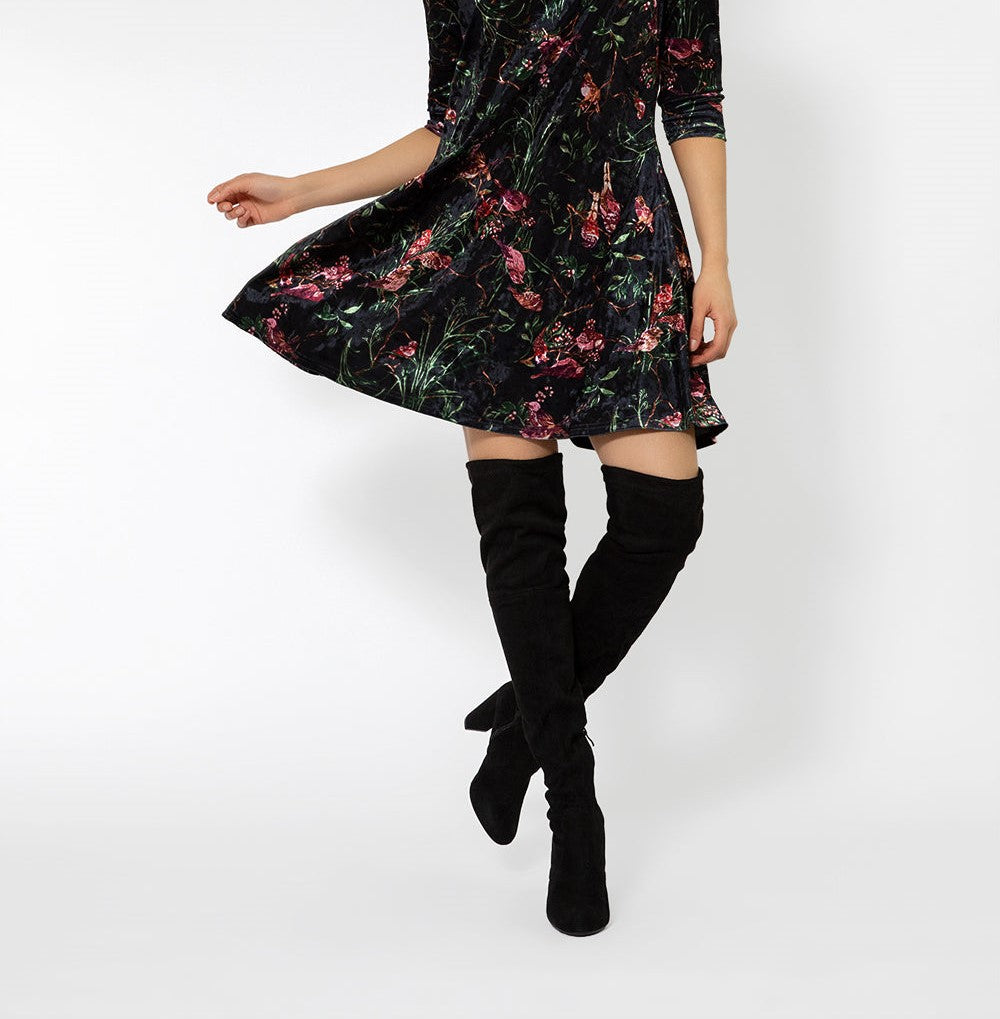 Leota Women's 3/4 Sleeve Melanie Velvet Dress Black