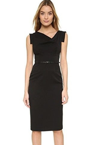 Black Halo Women's 'Jackie' Belted Gabardine Sheath Dress Black Size 0