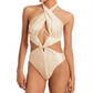 Andrea Iyamah Women's Nayo Metallic One Piece Swimsuit White Size Small