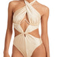 Andrea Iyamah Women's Nayo Metallic One Piece Swimsuit White Size Small