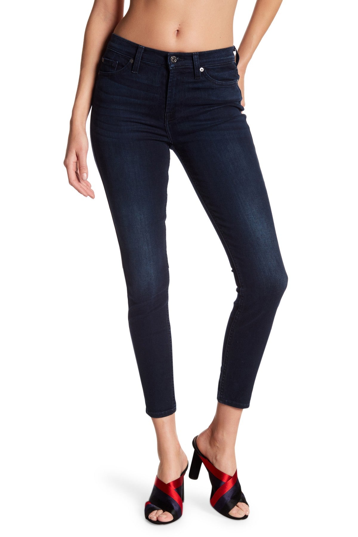 JEN7 Women's Gwenevere High Waist Ankle Skinny Jeans Blue Size 28