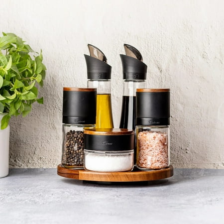 Trudeau Lazy Susan Seasoning Station  6 Piece Set