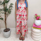 Entro - Floral Print Tie Shoulder Midi Dress